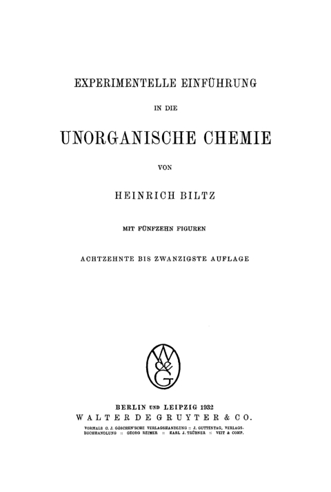 Cover image for book Experimentelle Einführung in die unorganische Chemie