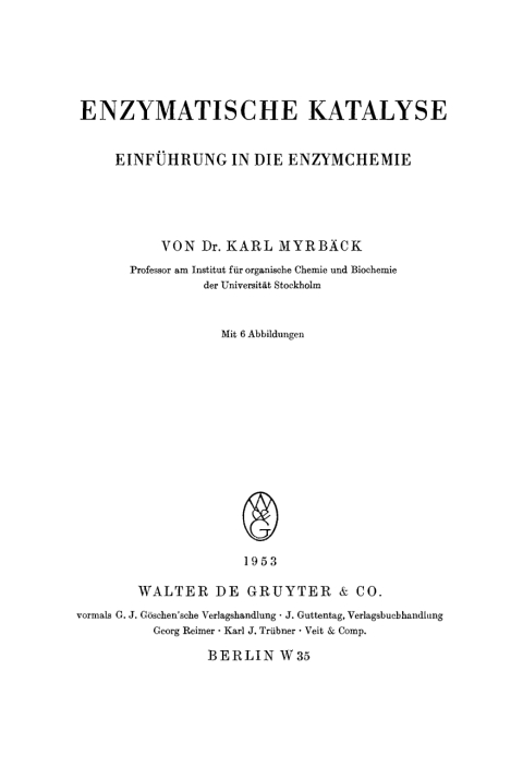 Cover image for book Enzymatische Katalyse