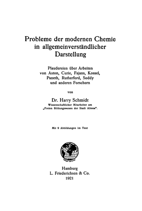 Cover image for book Probleme der modernen Chemie in allgemeinverständlicher Darstellung