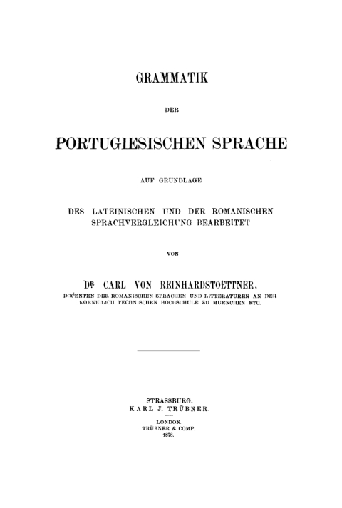 Cover image for book Grammatik der portugiesischen Sprache