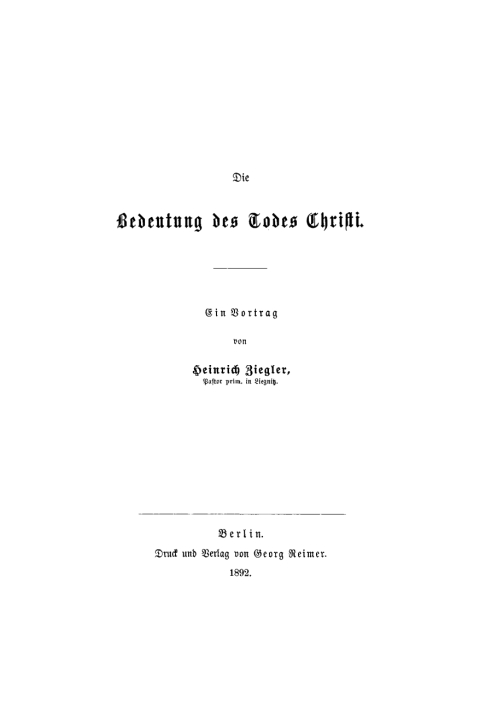 Cover image for book Die Bedeutung des Todes Christi