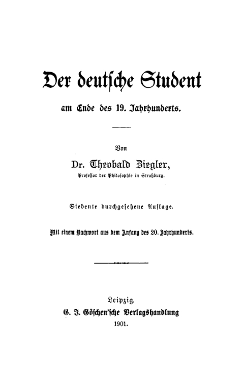 Cover image for book Der deutsche Student am Ende des 19. Jahrhunderts