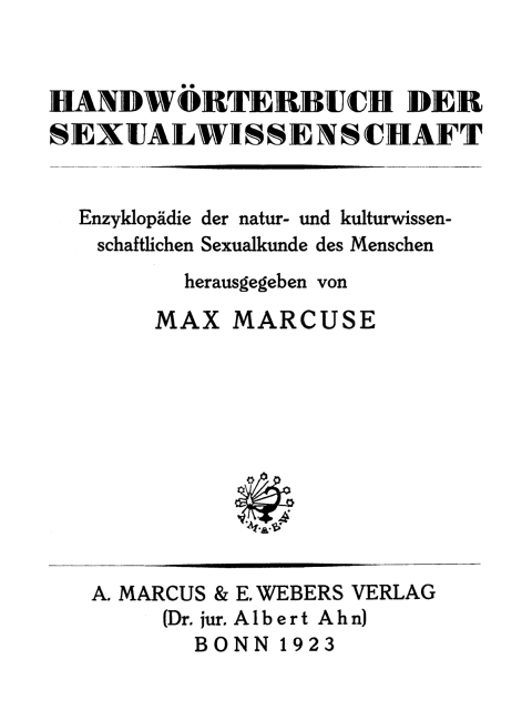 Cover image for book Handwörterbuch der Sexualwissenschaft