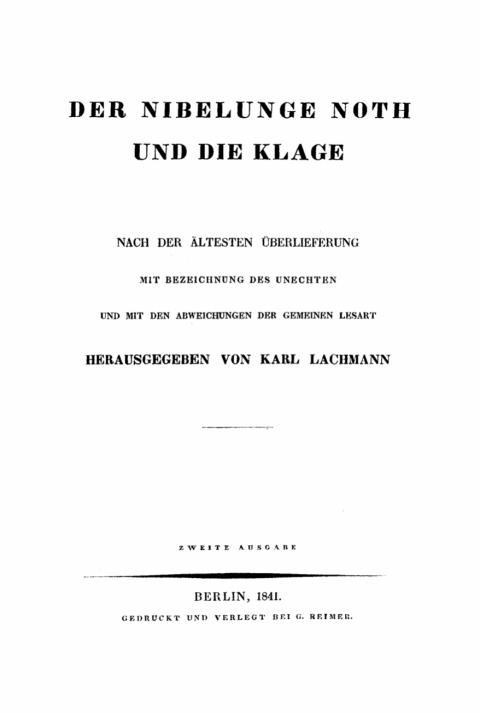 Cover image for book Der Nibelunge Noth und die Klage