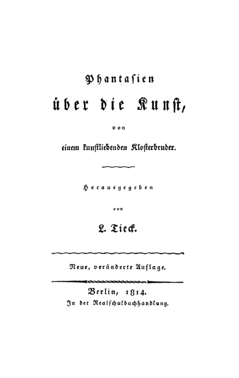 Cover image for book Phantasien über die Kunst, von einem kunstliebenden Klosterbruder