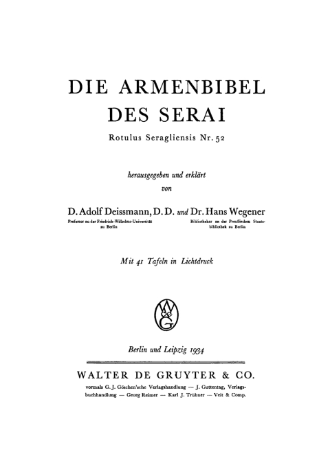 Cover image for book Die Armenbibel des Serai