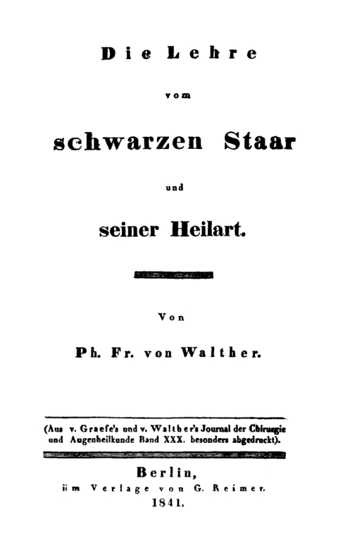 Cover image for book Die Lehre vom schwarzen Staar und seiner Heilart