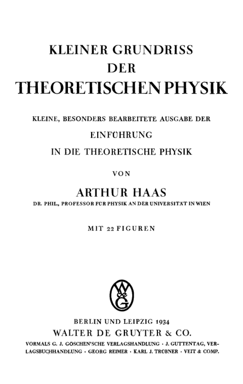 Cover image for book Kleiner Grundriss der theoretischen Physik