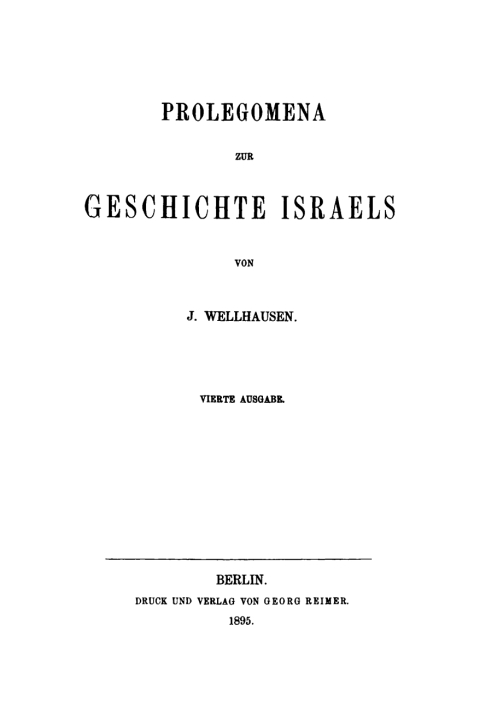 Cover image for book Prolegomena zur Geschichte Israels