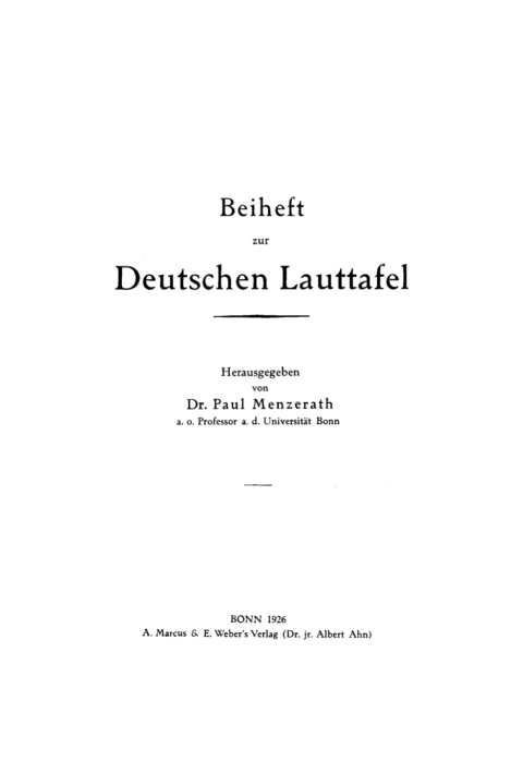Cover image for book Beiheft zur Deutschen Lauttafel