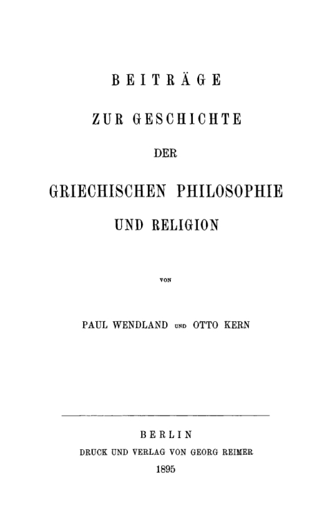 Cover image for book Beitraege zur Geschichte der Griechischen Philosophie und Religion