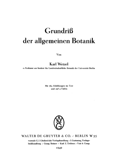 Cover image for book Grundriß der allgemeinen Botanik