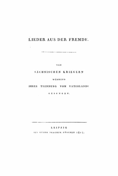 Cover image for book Lieder aus der Fremde