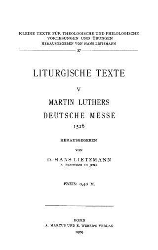 Martin Luthers Deutsche Messe 1526
