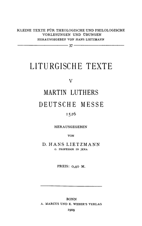 Cover image for book Martin Luthers Deutsche Messe 1526