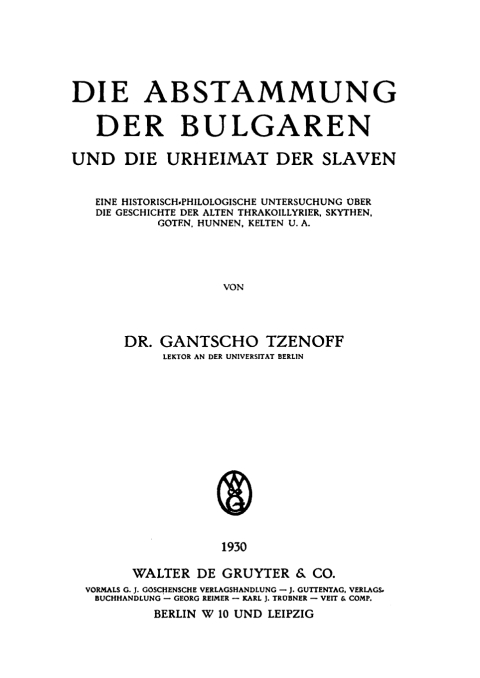 Cover image for book Die Abstammung der Bulgaren und die Urheimat der Slaven