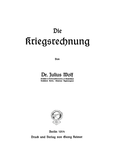 Cover image for book Die Kriegsrechnung