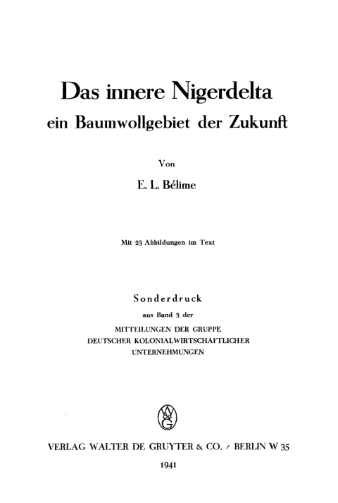 Cover image for book Das innere Nigerdelta, ein Baumwollgebiet der Zukunft