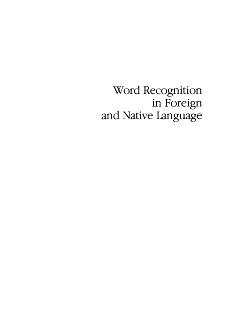 Cover image for book Word recognition in foreign and native language