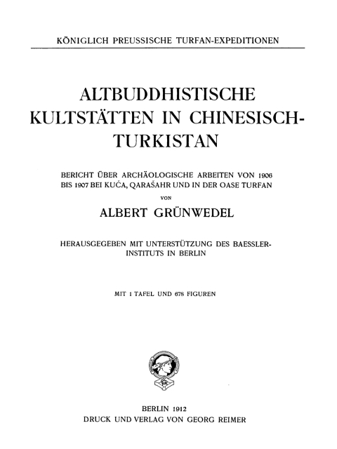 Cover image for book Altbuddhistische Kultstätten in Chinesisch-Turkistan
