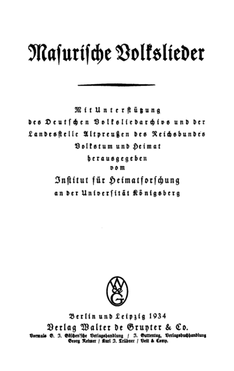 Cover image for book Masurische Volkslieder