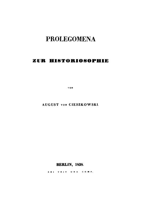 Cover image for book Prolegomena zur Historiosophie