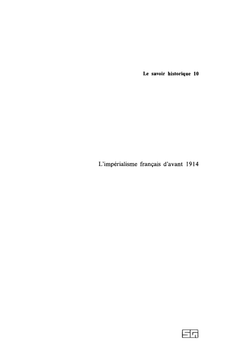 Cover image for book L'impérialisme français d'avant 1914