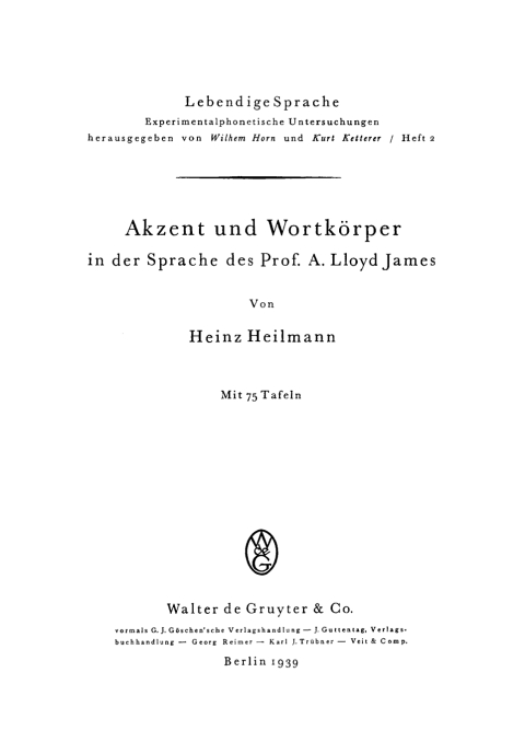 Cover image for book Akzent und Wortkörper in der Sprache des Prof. A. Lloyd James