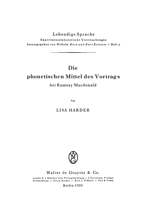 Cover image for book Die phonetischen Mittel des Vortrags bei Ramsey MacDonald
