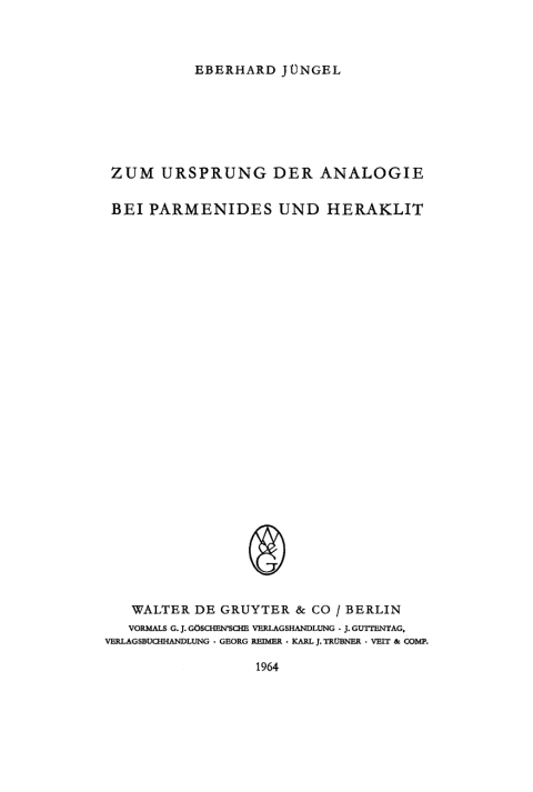 Cover image for book Zum Ursprung der Analogie bei Parmenides und Heraklit