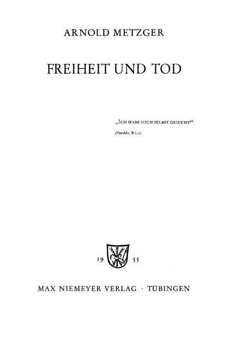 Cover image for book Freiheit und Tod