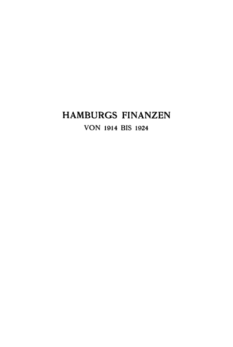 Cover image for book Hamburgs Finanzen von 1914 bis 1924