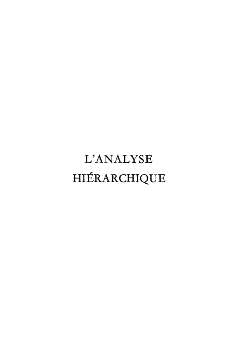 Cover image for book L'analyse hiérarchique