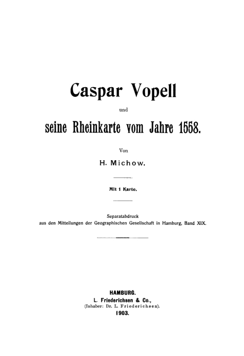 Cover image for book Caspar Vopell und seine Rheinkarte vom Jahre 1885