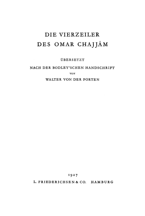 Cover image for book Die Vierzeiler des Omar Chajjâm