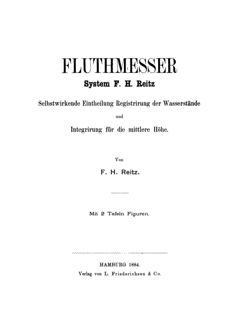 Cover image for book Fluthmesser System F. H. Reitz