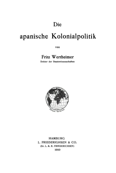 Cover image for book Die japanische Kolonialpolitik