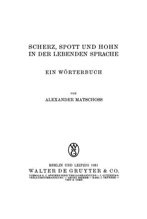 Cover image for book Scherz, Spott und Hohn in der lebenden Sprache