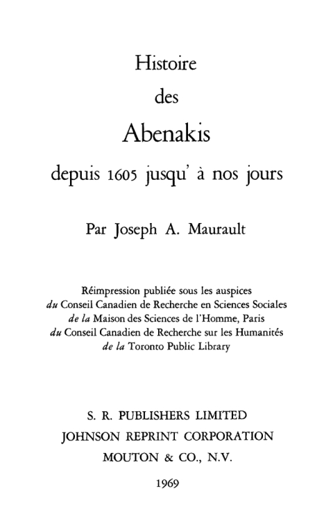 Cover image for book Histoire des Abenakis depuis 1605 jusqu'à nos jours