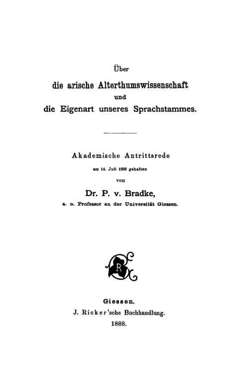 Cover image for book Über die arische Alterthumswissenschaft und die Eigenart unseres Sprachstammes
