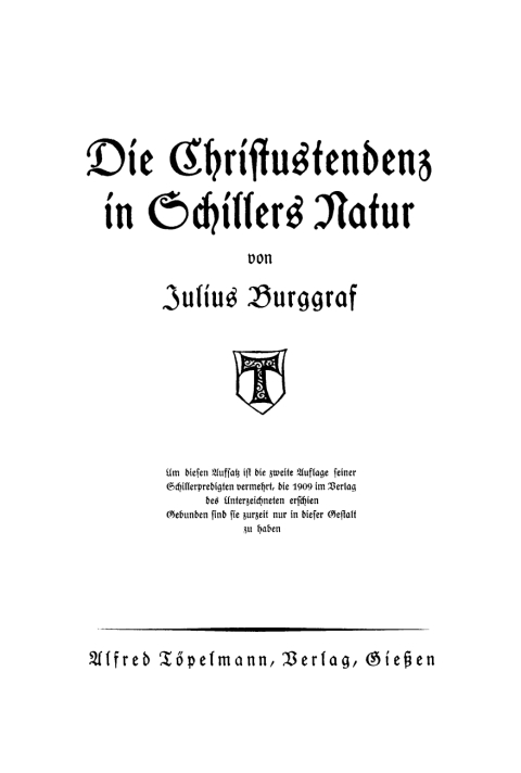 Cover image for book Die Christustendenz in Schillers Natur