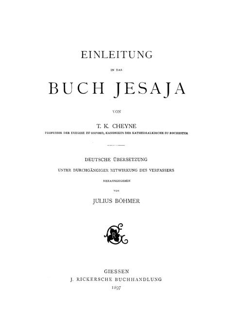 Cover image for book Einleitung in das Buch Jesaja