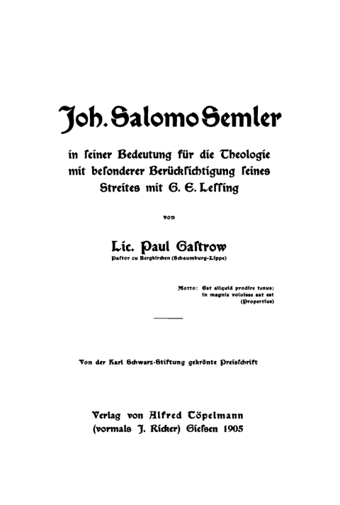 Cover image for book Joh. Salomo Semler
