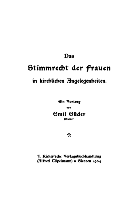 Cover image for book Das Stimmrecht der Frauen in kirchlichen Angelegenheiten