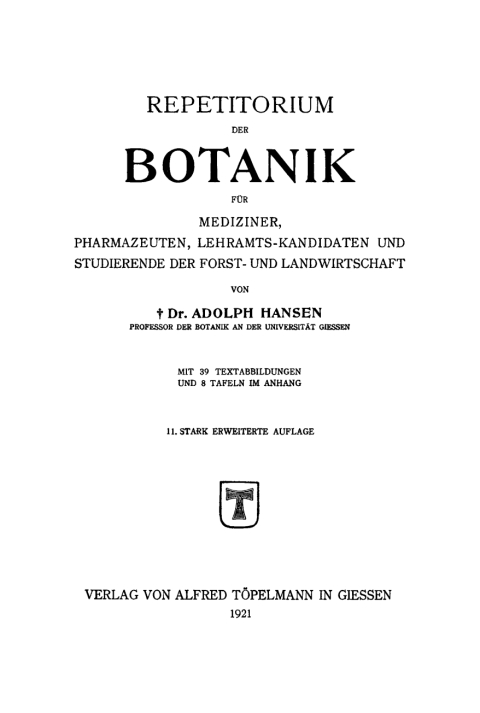 Cover image for book Repetitorium der Botanik
