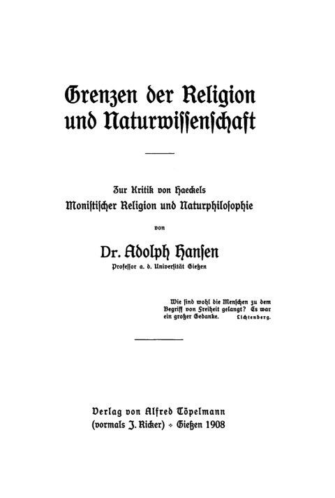 Cover image for book Grenzen der Religion und Naturwissenschaft
