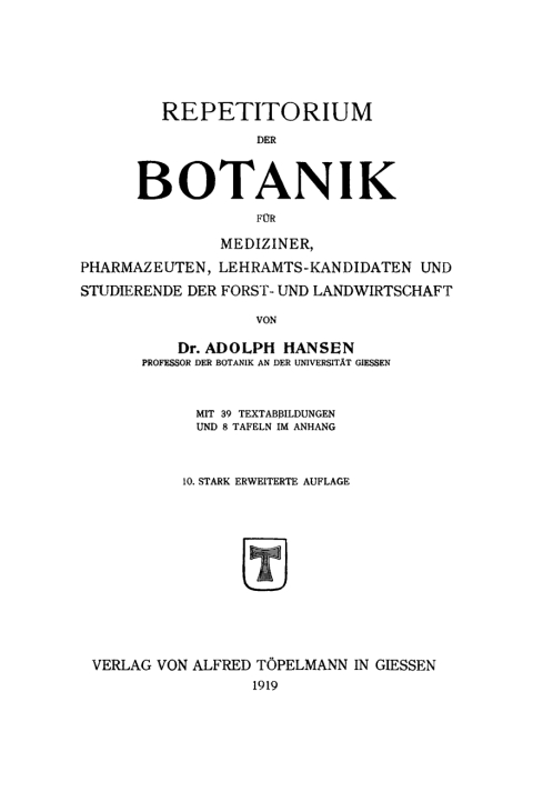Cover image for book Repetitorium der Botanik