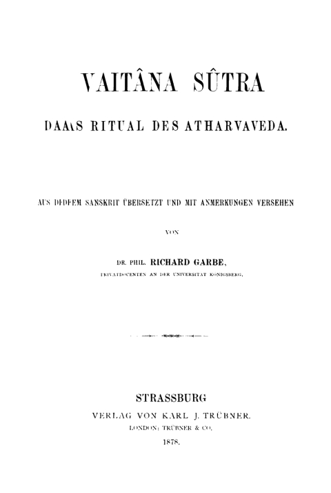 Cover image for book Vaitâna Sûtra