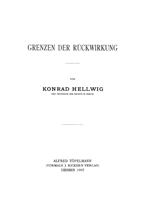 Cover image for book Grenzen der Rückwirkung