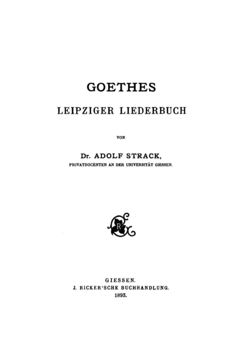 Cover image for book Goethes Leipziger Liederbuch